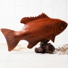 Деревянная фигурка ручной работы на подставке "Окунь"  